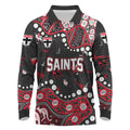 Personalized St Kilda Saints Long Sleeve Polo Shirt Aboriginal Pattern with Graffiti Style