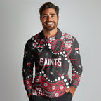 Personalized St Kilda Saints Long Sleeve Polo Shirt Aboriginal Pattern with Graffiti Style