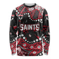 Personalized St Kilda Saints Long Sleeve Shirt Aboriginal Pattern with Graffiti Style