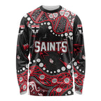 Personalized St Kilda Saints Long Sleeve Shirt Aboriginal Pattern with Graffiti Style