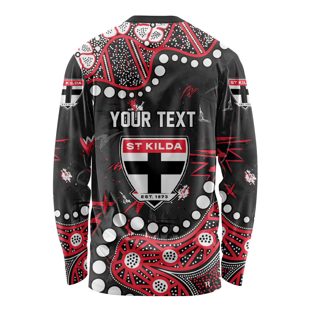 Personalized St Kilda Saints Long Sleeve Shirt Aboriginal Pattern with Graffiti Style