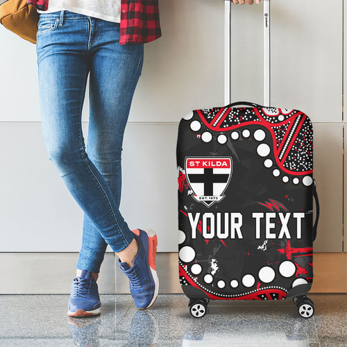 Personalized St Kilda Saints Luggage Cover Aboriginal Pattern with Graffiti Style