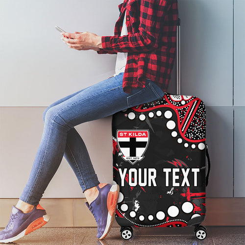 Personalized St Kilda Saints Luggage Cover Aboriginal Pattern with Graffiti Style