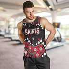Personalized St Kilda Saints Men Tank Top Aboriginal Pattern with Graffiti Style