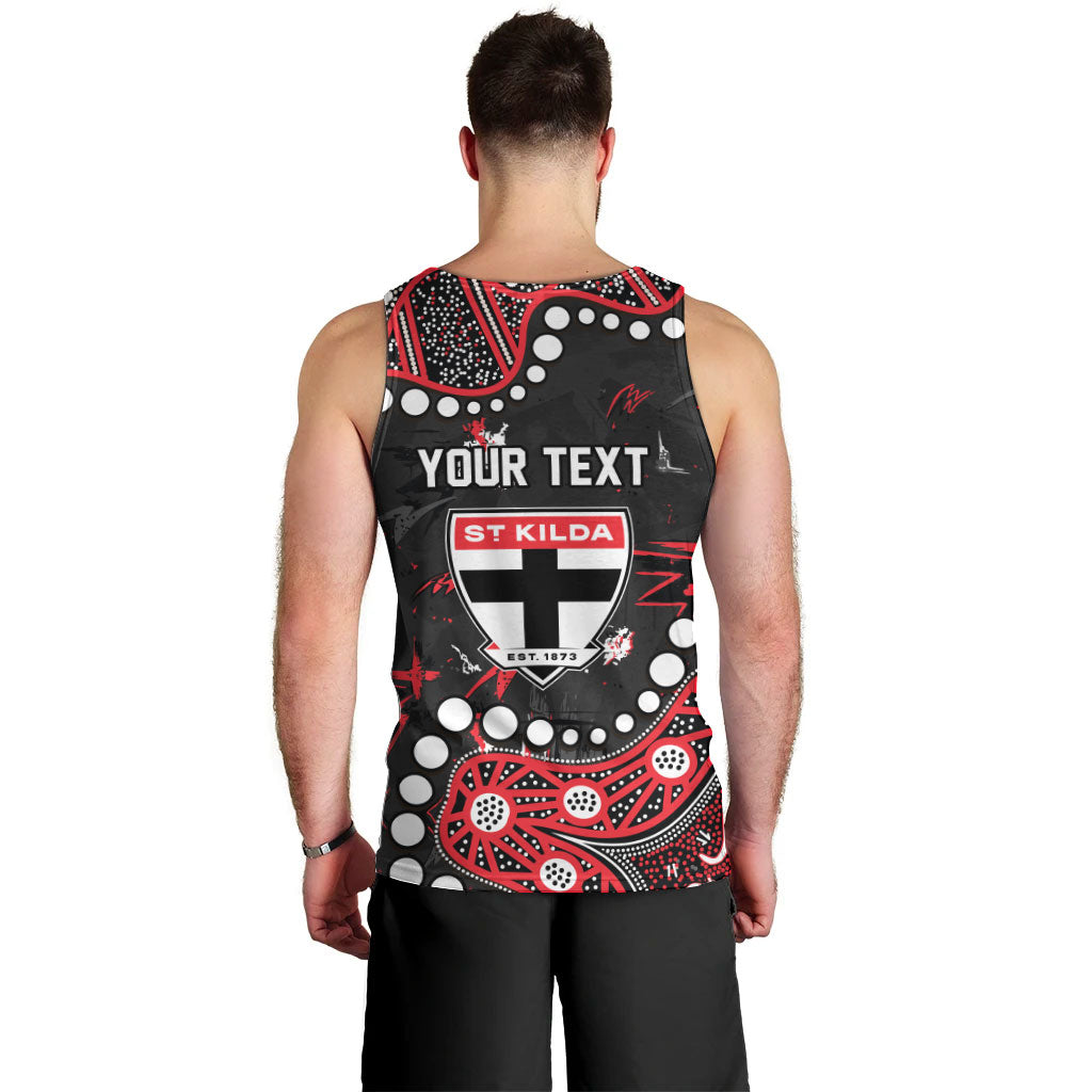Personalized St Kilda Saints Men Tank Top Aboriginal Pattern with Graffiti Style
