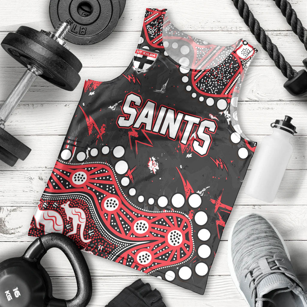 Personalized St Kilda Saints Men Tank Top Aboriginal Pattern with Graffiti Style