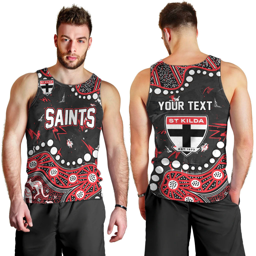 Personalized St Kilda Saints Men Tank Top Aboriginal Pattern with Graffiti Style