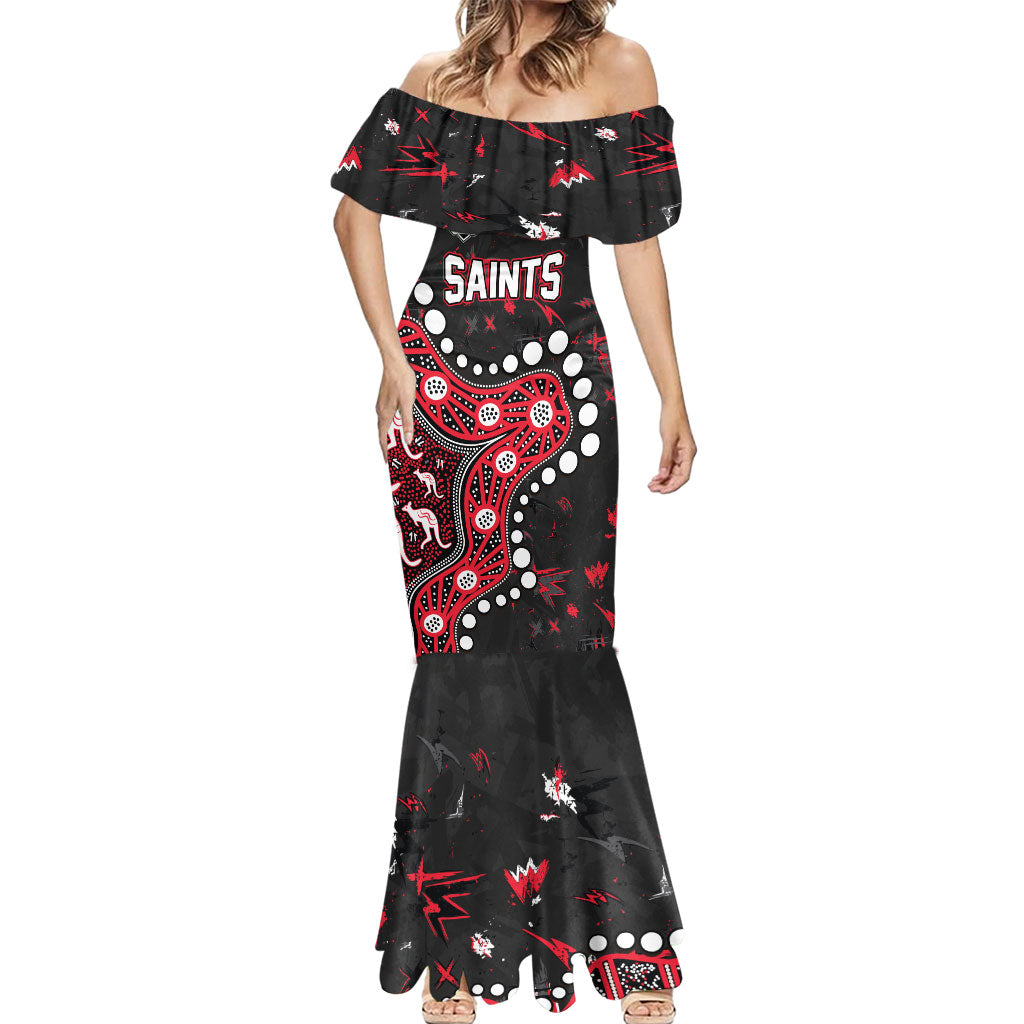 Personalized St Kilda Saints Mermaid Dress Aboriginal Pattern with Graffiti Style