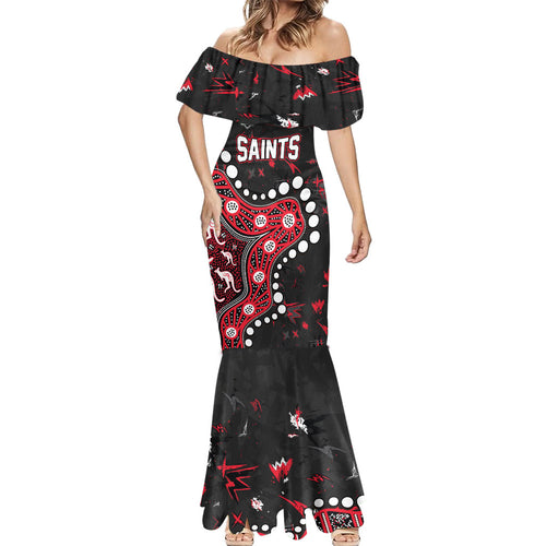 Personalized St Kilda Saints Mermaid Dress Aboriginal Pattern with Graffiti Style