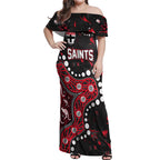 Personalized St Kilda Saints Off Shoulder Maxi Dress Aboriginal Pattern with Graffiti Style