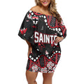 Personalized St Kilda Saints Off Shoulder Short Dress Aboriginal Pattern with Graffiti Style