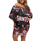 Personalized St Kilda Saints Off Shoulder Short Dress Aboriginal Pattern with Graffiti Style