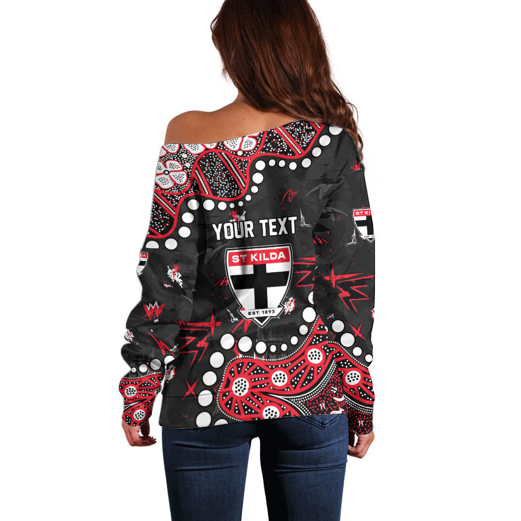 Personalized St Kilda Saints Off Shoulder Sweater Aboriginal Pattern with Graffiti Style