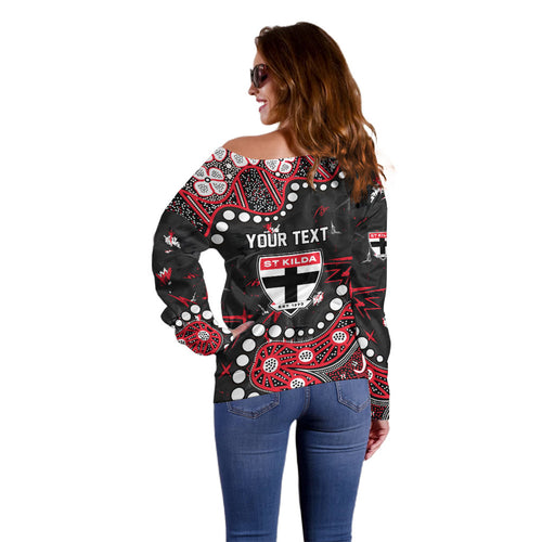 Personalized St Kilda Saints Off Shoulder Sweater Aboriginal Pattern with Graffiti Style