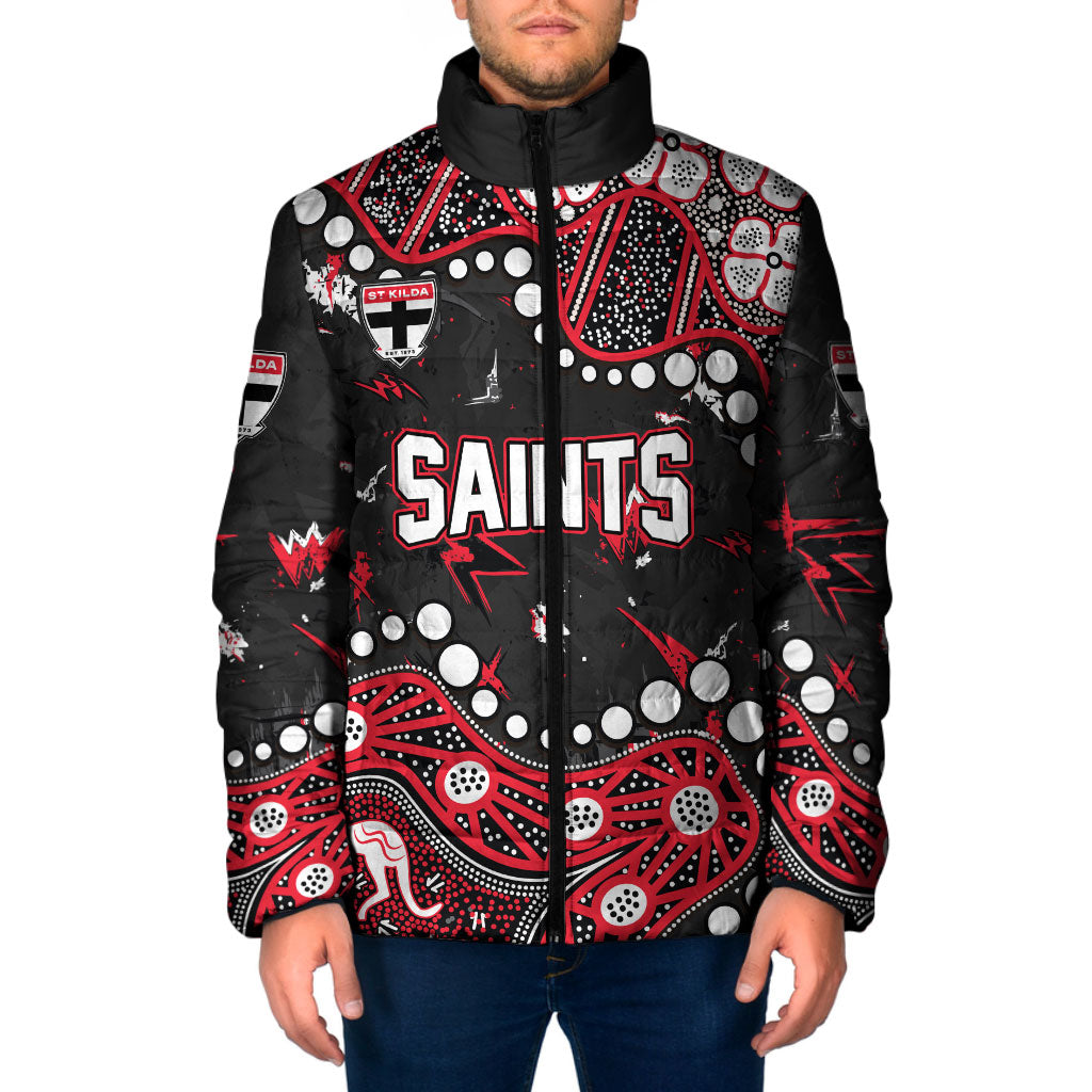 Personalized St Kilda Saints Padded Jacket Aboriginal Pattern with Graffiti Style
