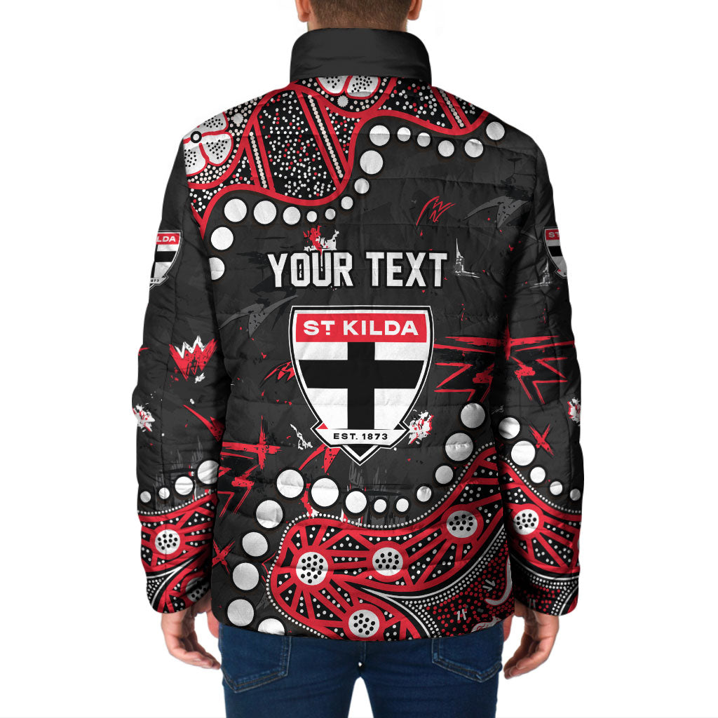 Personalized St Kilda Saints Padded Jacket Aboriginal Pattern with Graffiti Style