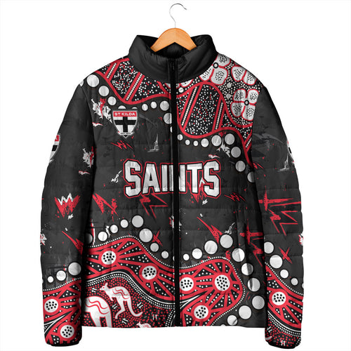 Personalized St Kilda Saints Padded Jacket Aboriginal Pattern with Graffiti Style