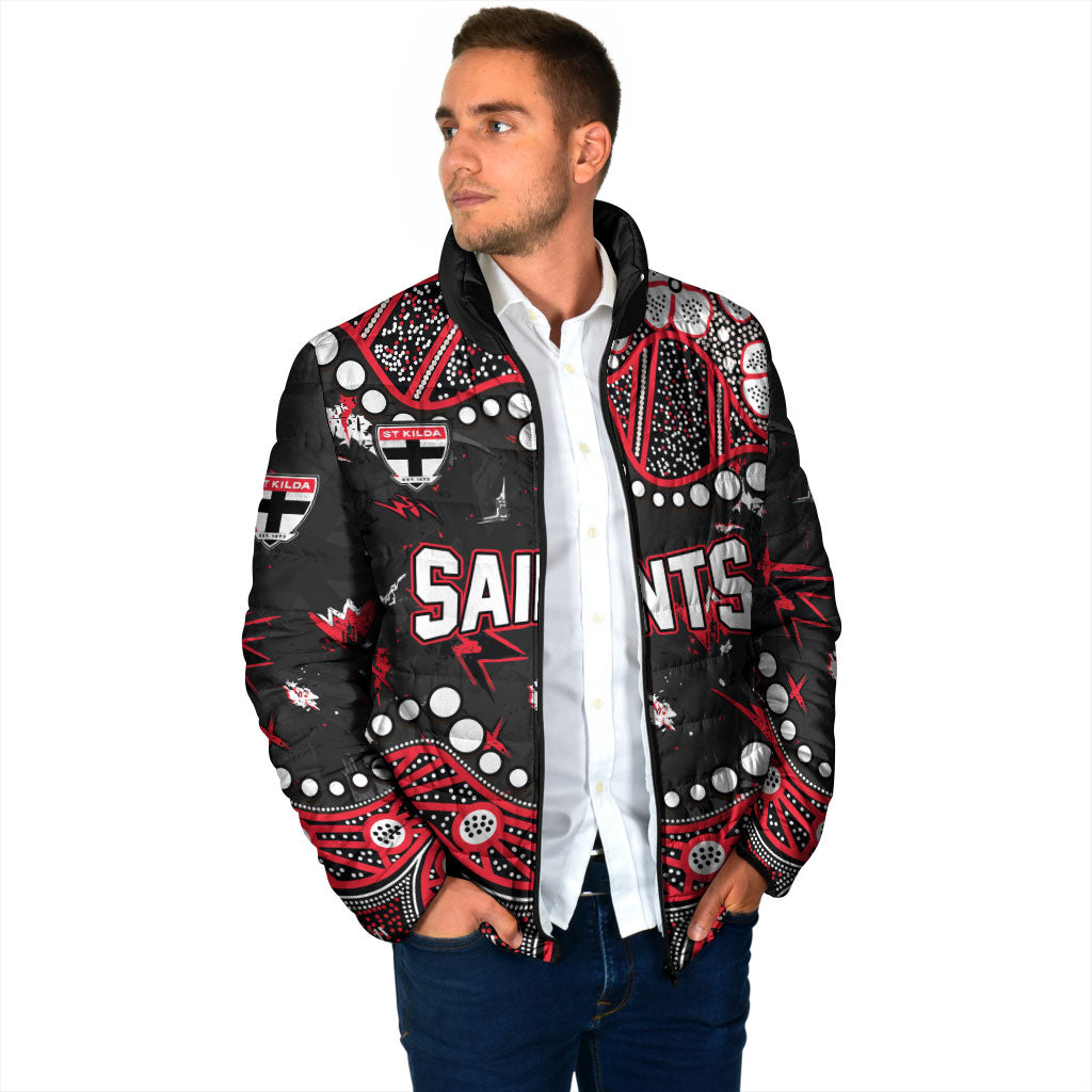 Personalized St Kilda Saints Padded Jacket Aboriginal Pattern with Graffiti Style
