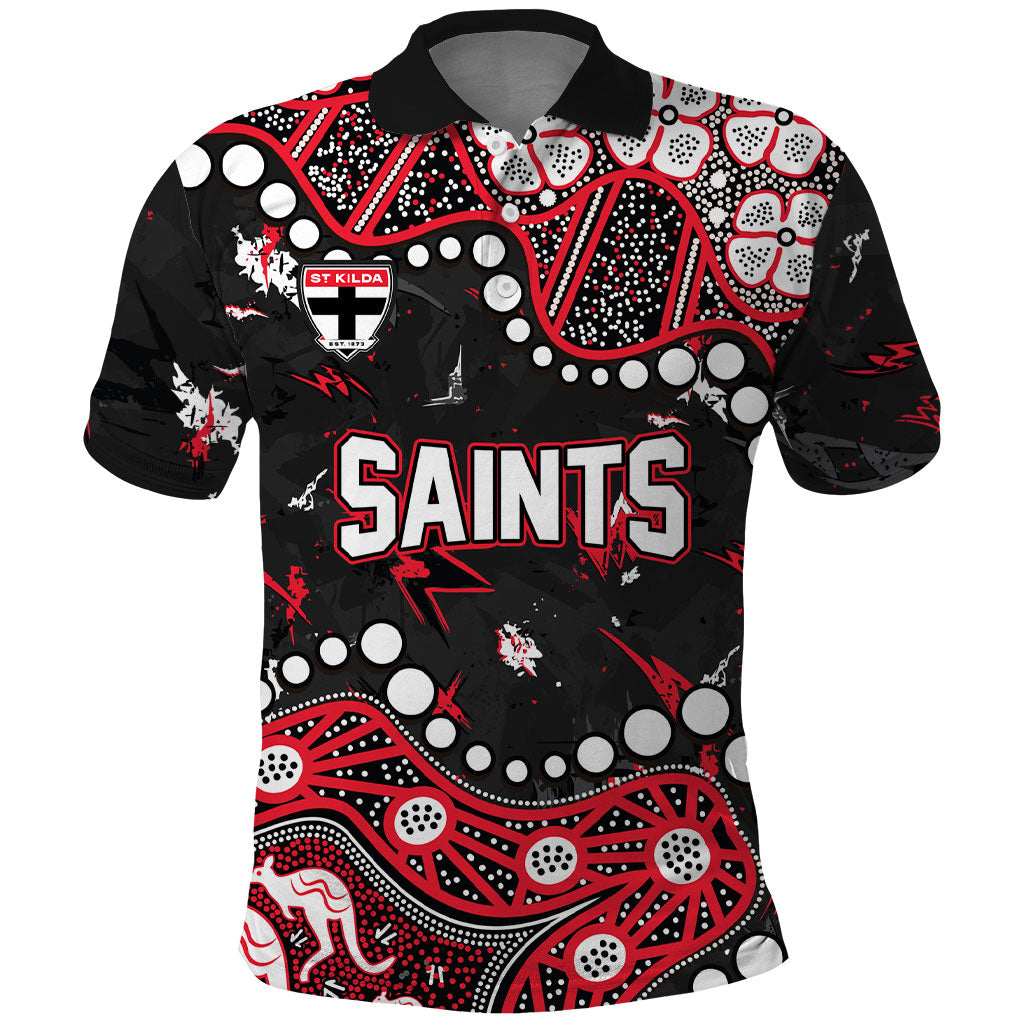 Personalized St Kilda Saints Polo Shirt Aboriginal Pattern with Graffiti Style