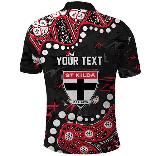 Personalized St Kilda Saints Polo Shirt Aboriginal Pattern with Graffiti Style