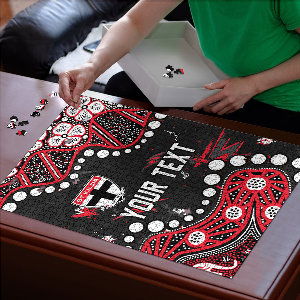 Personalized St Kilda Saints Puzzle Aboriginal Pattern with Graffiti Style