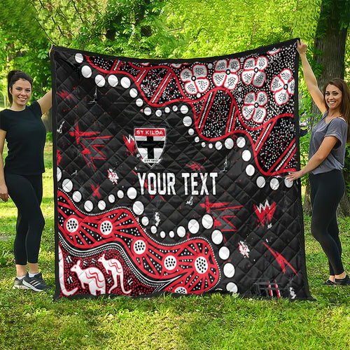 Personalized St Kilda Saints Quilt Aboriginal Pattern with Graffiti Style