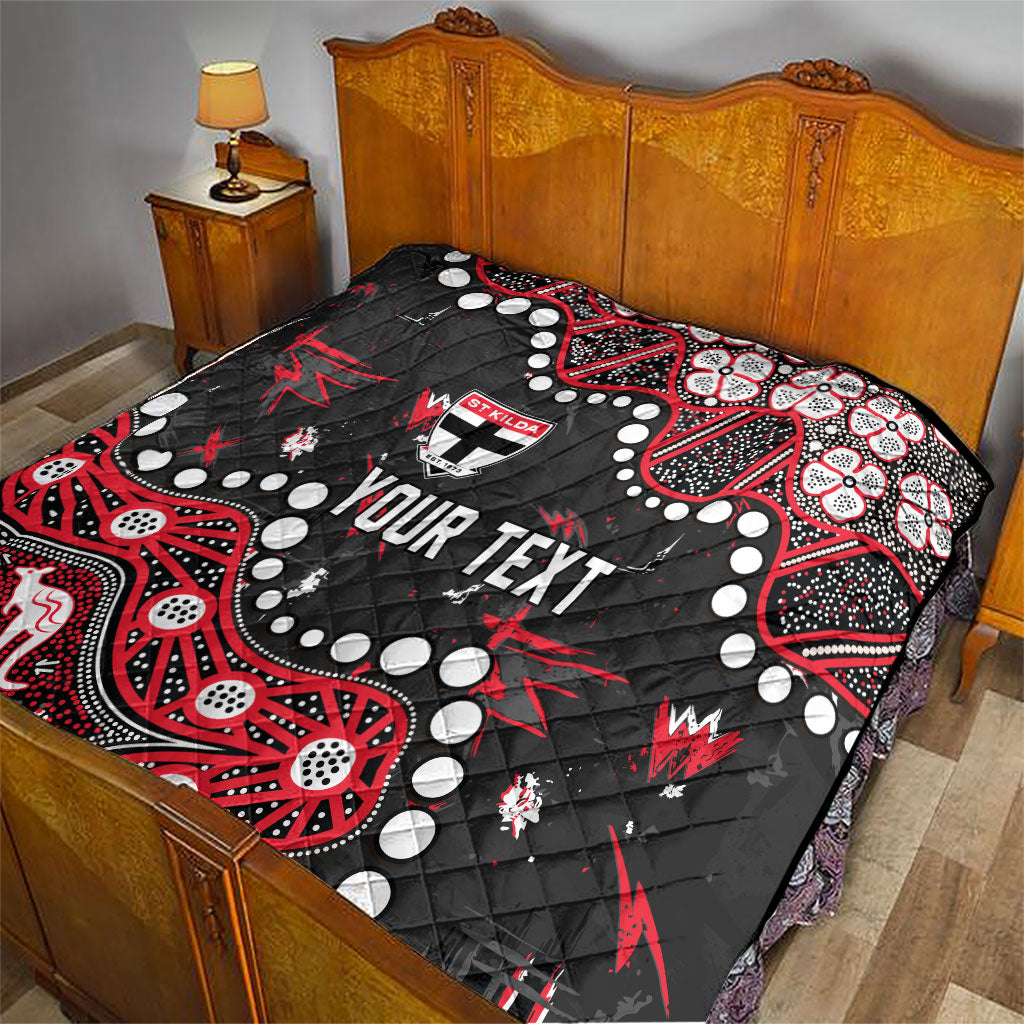 Personalized St Kilda Saints Quilt Aboriginal Pattern with Graffiti Style