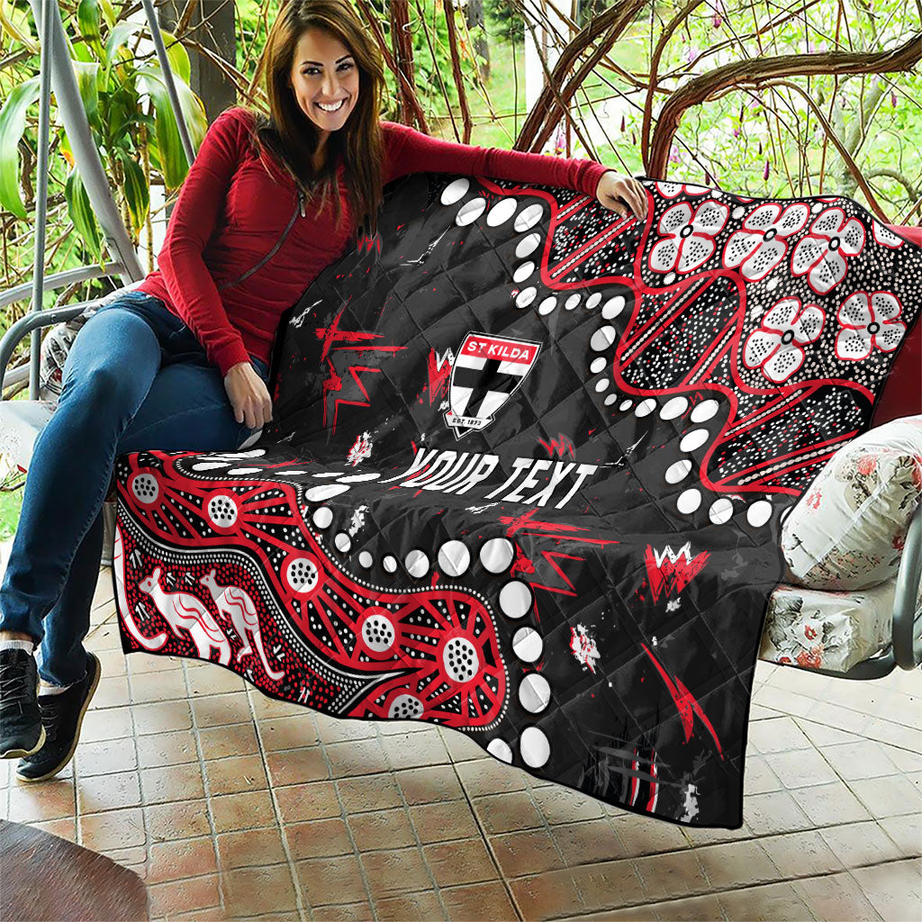 Personalized St Kilda Saints Quilt Aboriginal Pattern with Graffiti Style