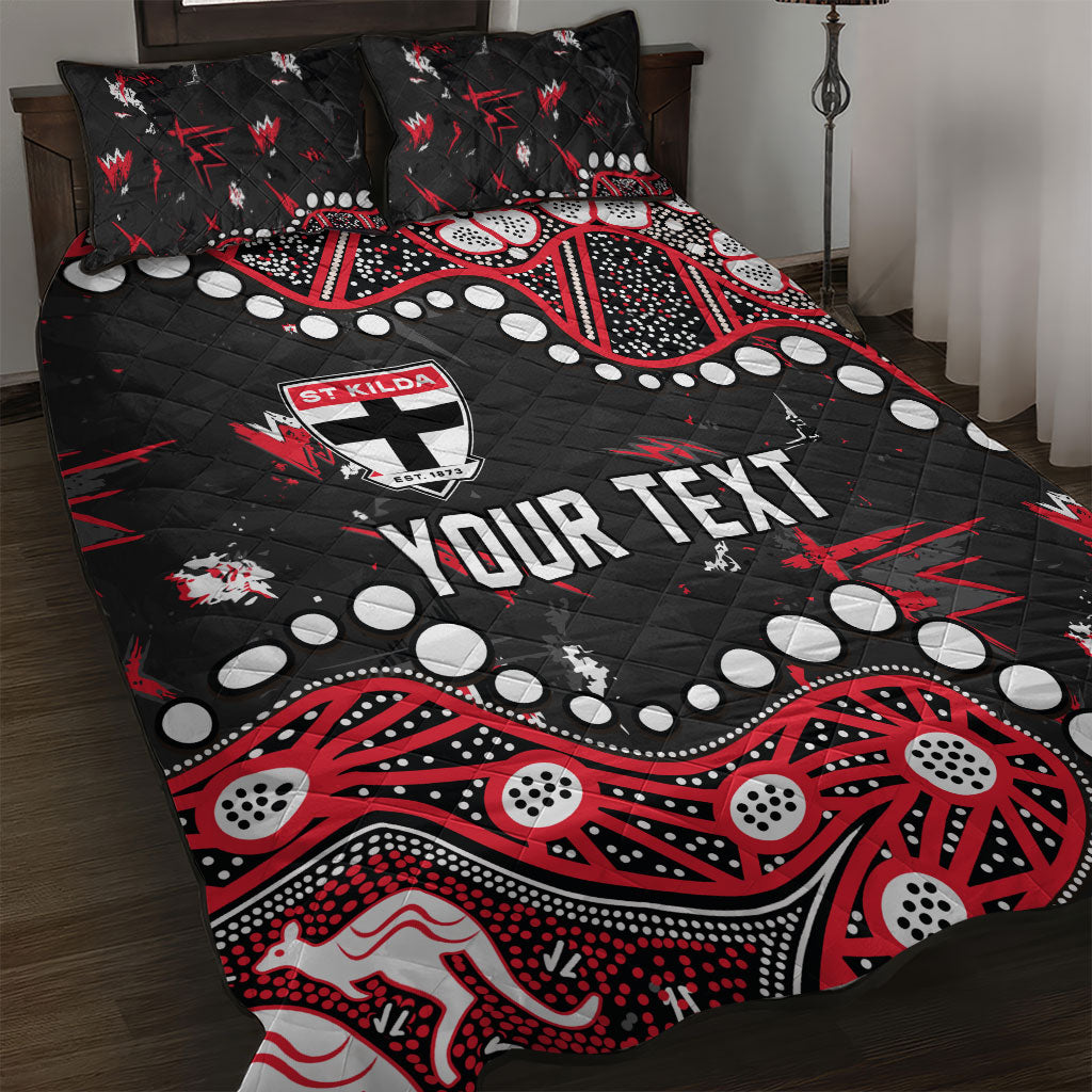 Personalized St Kilda Saints Quilt Bed Set Aboriginal Pattern with Graffiti Style