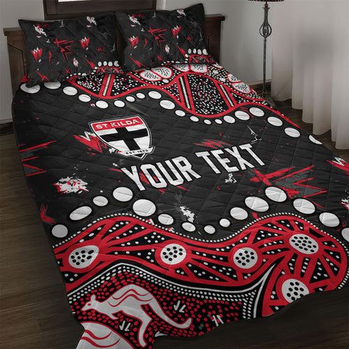 Personalized St Kilda Saints Quilt Bed Set Aboriginal Pattern with Graffiti Style