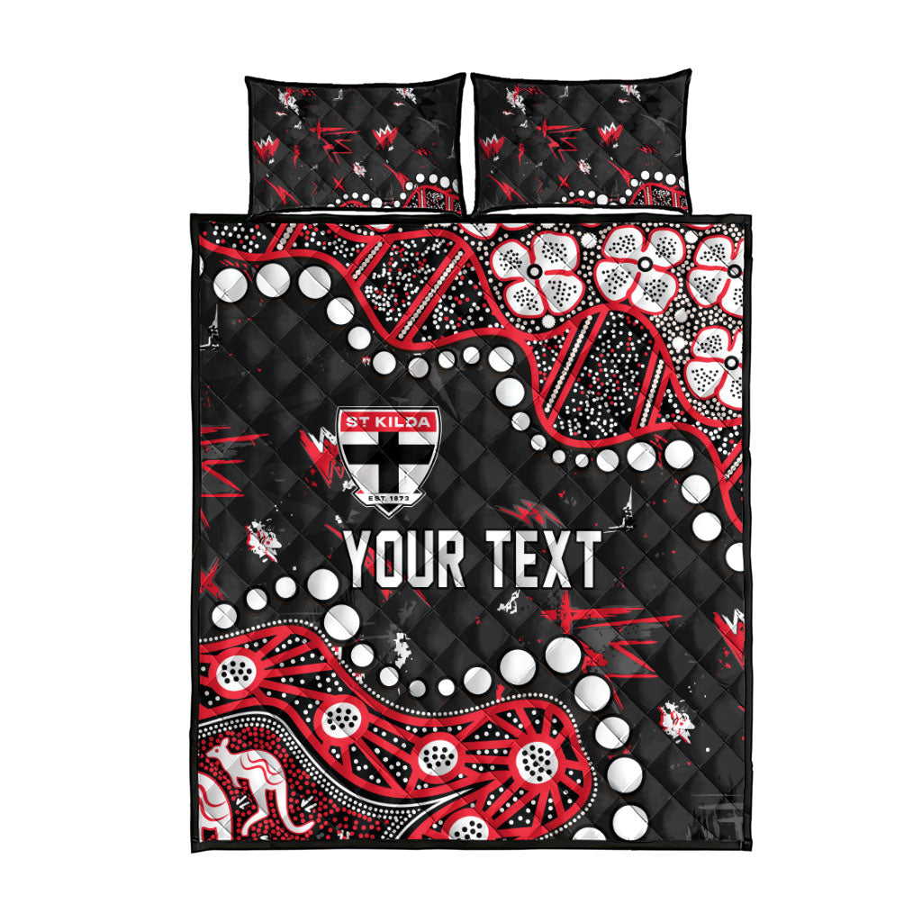 Personalized St Kilda Saints Quilt Bed Set Aboriginal Pattern with Graffiti Style