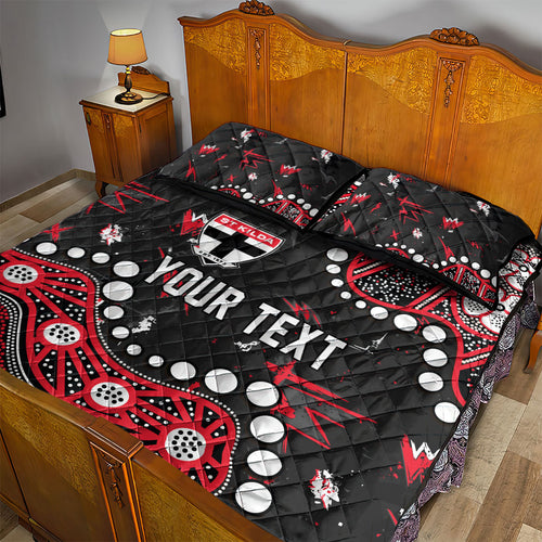 Personalized St Kilda Saints Quilt Bed Set Aboriginal Pattern with Graffiti Style