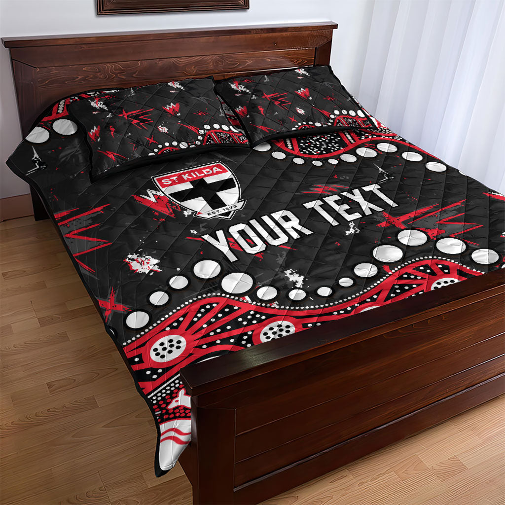 Personalized St Kilda Saints Quilt Bed Set Aboriginal Pattern with Graffiti Style