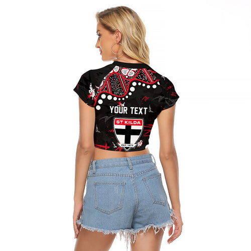 Personalized St Kilda Saints Raglan Cropped T Shirt Aboriginal Pattern with Graffiti Style