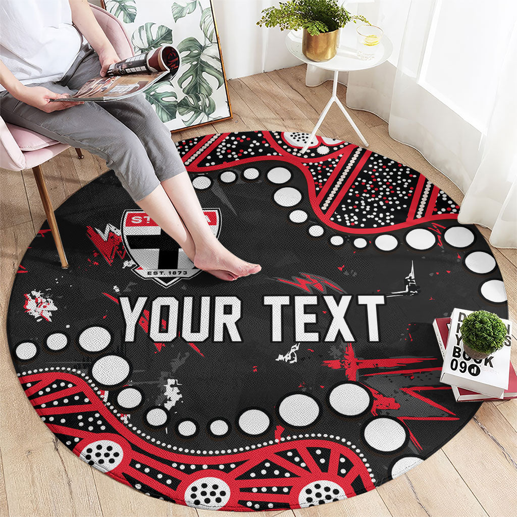 Personalized St Kilda Saints Round Carpet Aboriginal Pattern with Graffiti Style