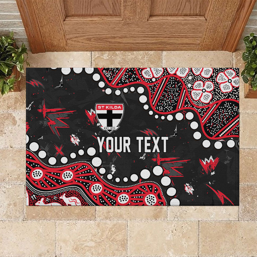 Personalized St Kilda Saints Rubber Doormat Aboriginal Pattern with Graffiti Style