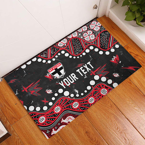 Personalized St Kilda Saints Rubber Doormat Aboriginal Pattern with Graffiti Style