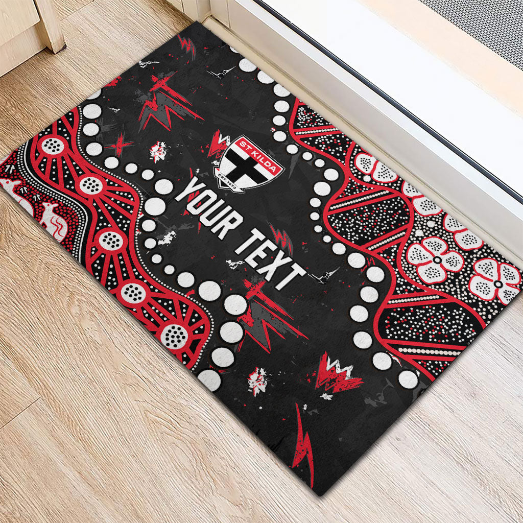 Personalized St Kilda Saints Rubber Doormat Aboriginal Pattern with Graffiti Style