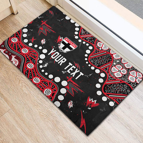 Personalized St Kilda Saints Rubber Doormat Aboriginal Pattern with Graffiti Style