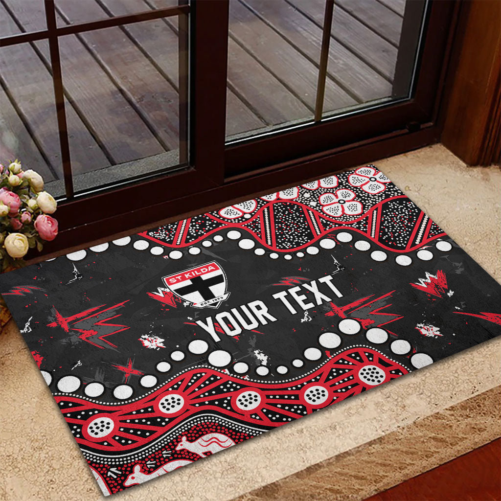 Personalized St Kilda Saints Rubber Doormat Aboriginal Pattern with Graffiti Style