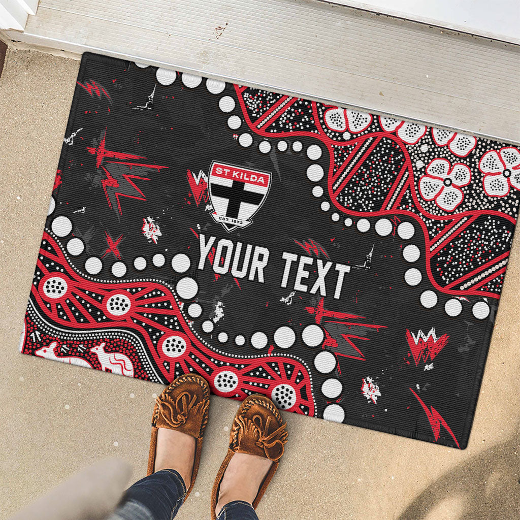 Personalized St Kilda Saints Rubber Doormat Aboriginal Pattern with Graffiti Style