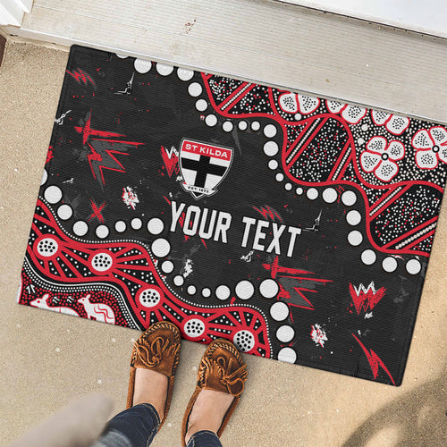 Personalized St Kilda Saints Rubber Doormat Aboriginal Pattern with Graffiti Style