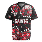Personalized St Kilda Saints Rugby Jersey Aboriginal Pattern with Graffiti Style