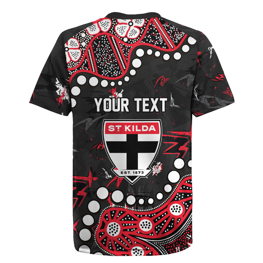 Personalized St Kilda Saints Rugby Jersey Aboriginal Pattern with Graffiti Style