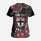 Personalized St Kilda Saints Scrub Top Aboriginal Pattern with Graffiti Style