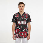Personalized St Kilda Saints Scrub Top Aboriginal Pattern with Graffiti Style