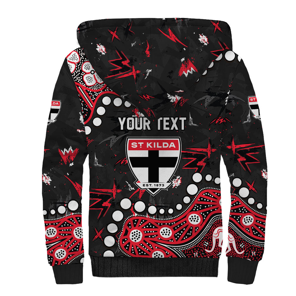 Personalized St Kilda Saints Sherpa Hoodie Aboriginal Pattern with Graffiti Style