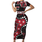 Personalized St Kilda Saints Short Sleeve Bodycon Dress Aboriginal Pattern with Graffiti Style