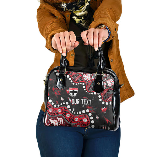 Personalized St Kilda Saints Shoulder Handbag Aboriginal Pattern with Graffiti Style