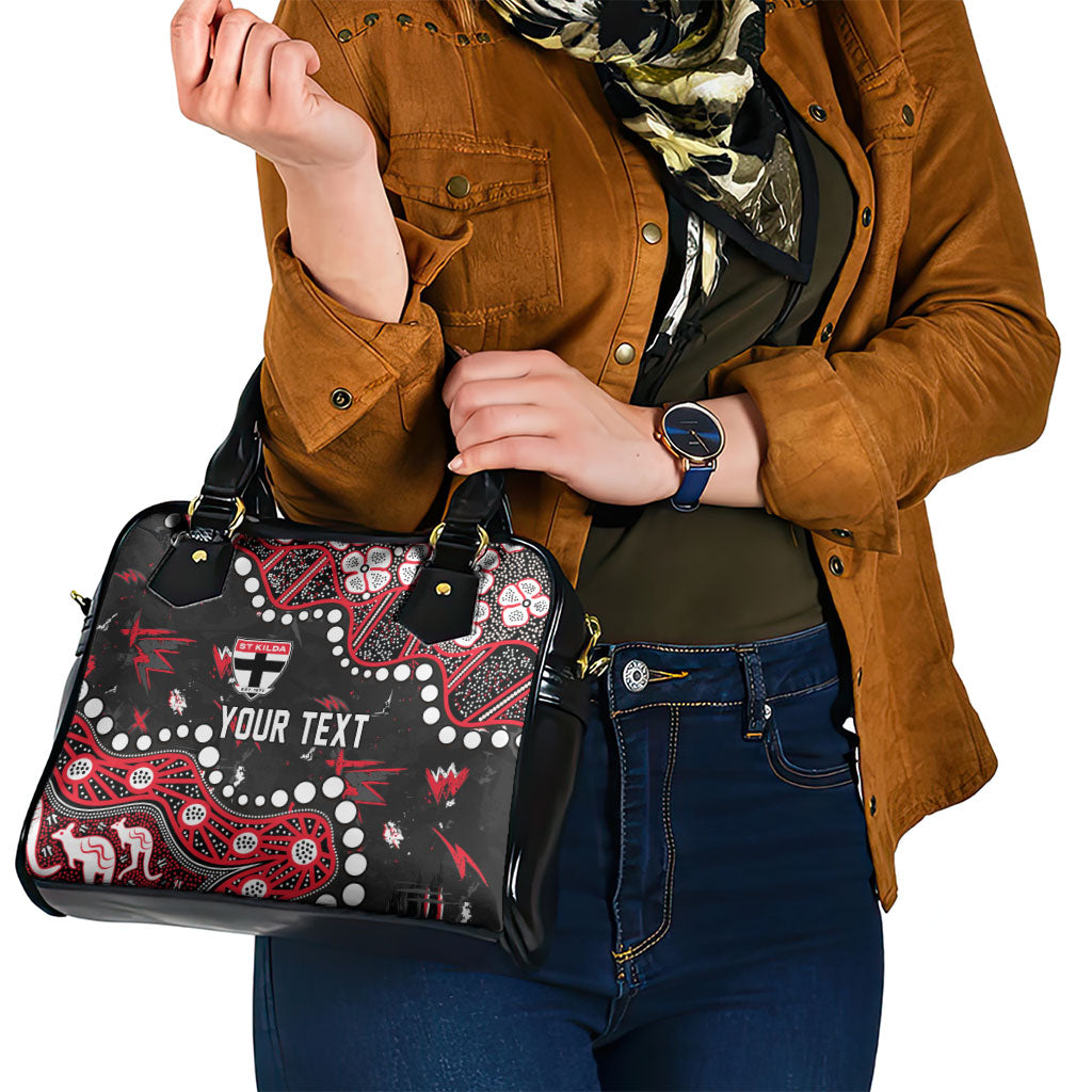 Personalized St Kilda Saints Shoulder Handbag Aboriginal Pattern with Graffiti Style